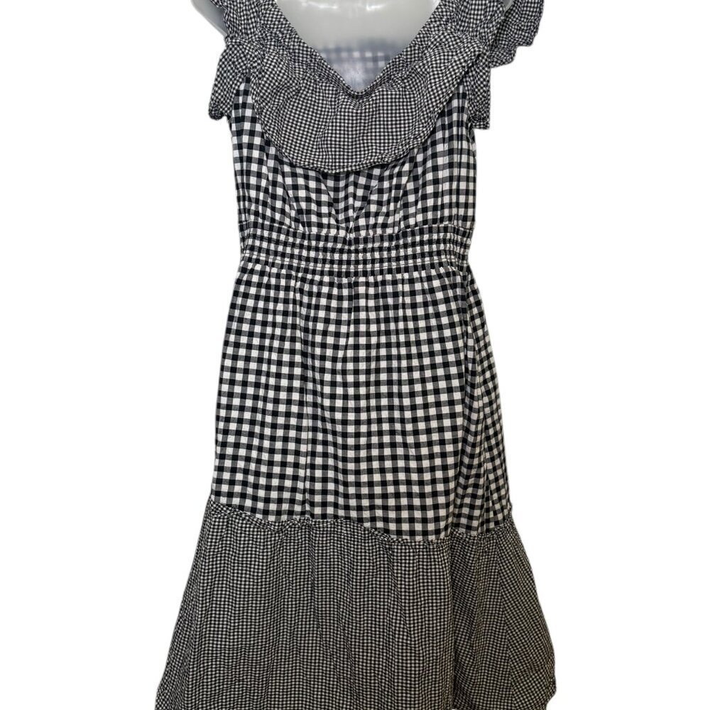 Rachel Roy Gingham Off-Shoulder Ruffle Midi Dress 0X Black White - Picture 5 of 7